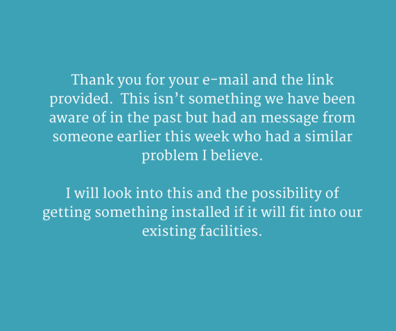 Reply from Flambards